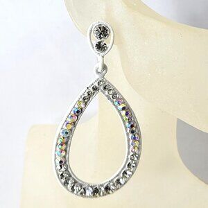 Crystal Teardrop White Large Earrings
